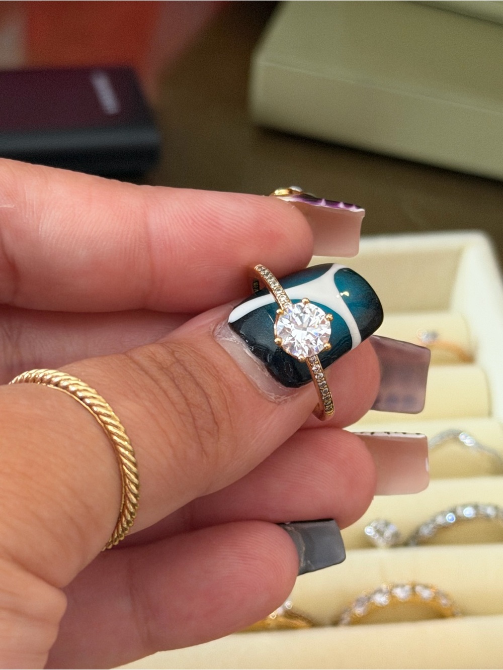 Pandora Clear Sparkling Crown Solitaire Ring 14k gold plating